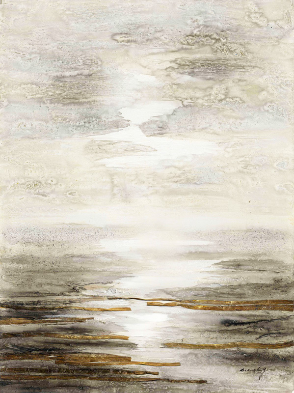 DY105 Wall décor art oil on canvas abstract silver and brown tones